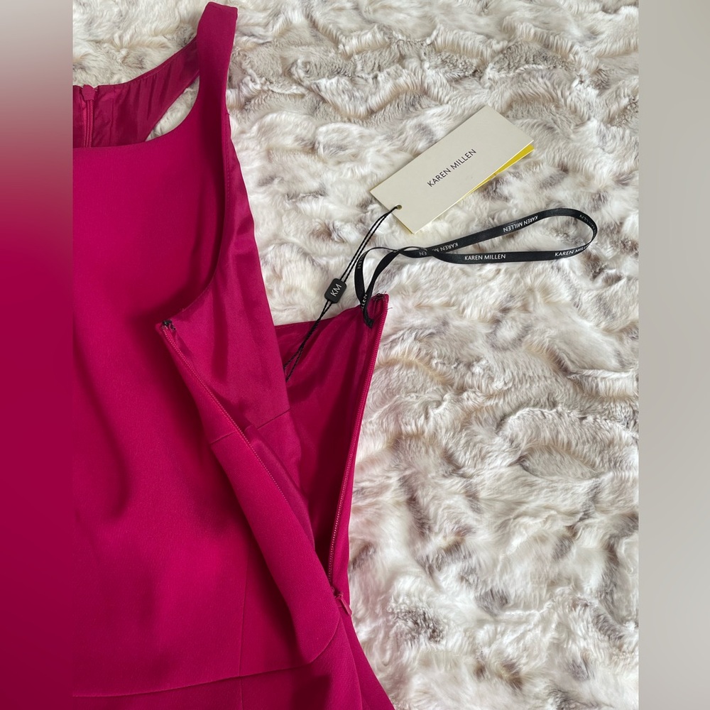 NWT Karen Millen Magenta Fluid Midi Dress UK Size 10 US Size 6 - Picture 11 of 16